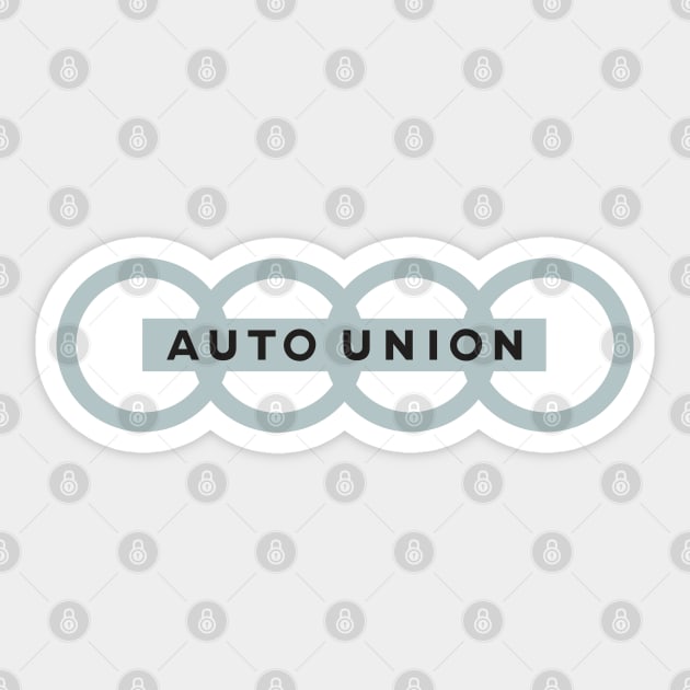 Auto Union pre-war Grand Prix Team - silver grey print Sticker by retropetrol